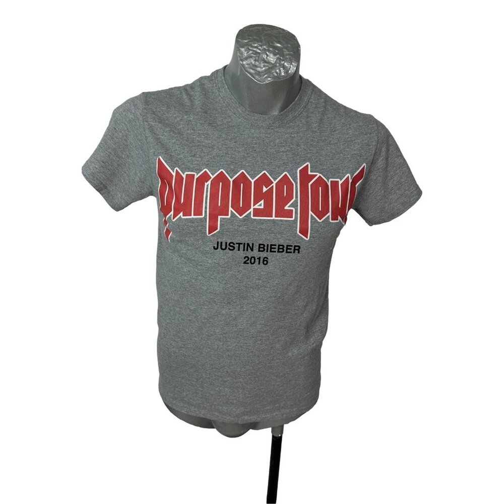 Justin Beiber‎ Mens T-Shirt Purpose Size S Gray My Mama Don't Concert Tour 2016